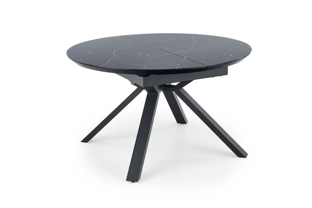 Üveges bővíthető étkezőasztal 130/180 cm, márvány fekete - ovalette - butopêa